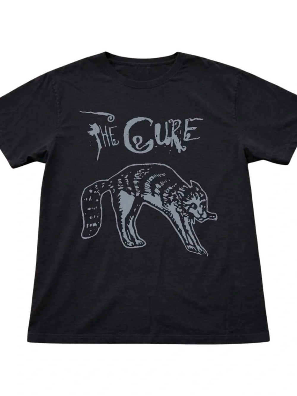 Gildan Black Short-Sleeve Tee with Gray Cat Graphic